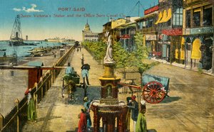 Port-Said - Kraliçe Victoria Heykeli ve Ofis Süveyş Kanalı Şirketi, c1918-c1939. by Unbekannt