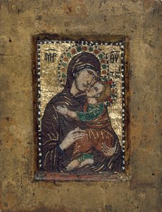 Virgin Eleousa ile Taşınabilir Simge, Bizans, 1300