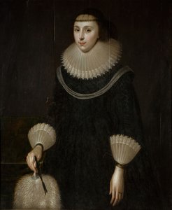Yelpazeli Bir Kadının Portresi, 1600-1650. by Unbekannt