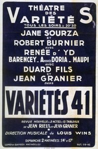 Poster reklam Variétés 41 varyete şovu, Fransa, 1941