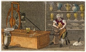 Potter Wedgwoods Etruria fabrikasında iş başında, Hanley, Staffordshire, c1830 by Unbekannt