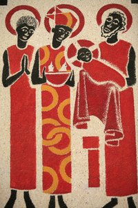 Presentation de Jesus au tapınağı Keur Moussa manastır kilisesi freski 1963 yılında Dom Georges Saget, Keur Moussa, Senegal tarafından tasarlanmış ve boyanmıştır. by Unbekannt