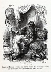 Prens Henry, babası tacı geri verdikten sonra sadakatinden şüphe ettiğinde hayatını sunuyor, 1882 by Unbekannt