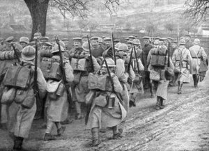 Rölyef Fransız piyadeleri bir tutsak hattını geçerken, Plessis-de-Roye, Picardy, Fransa, 30 Mart 1918 by Unbekannt