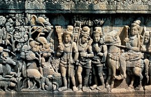 Bir sutradan kabartma gösteren sahne, Barabudur, Java, c750-850 by Unbekannt