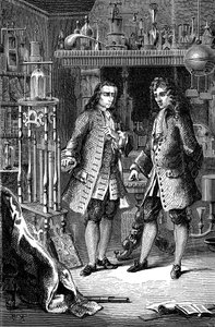 Robert Boyle, İngiliz-İrlandalı kimyager ve fizikçi ve Denis Papin, Fransız fizikçi, 1870 by Unbekannt