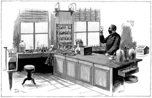 Robert Koch 1843-1910, Alman bakteriyolog ve laboratuvarında doktor by Unbekannt