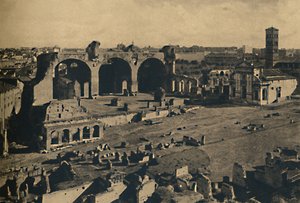 Roma - Roma Forumu - Maxentius Bazilikası ve S. Francesca Romana Kilisesi, 1910 by Unbekannt