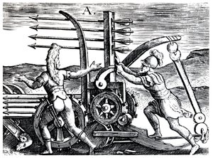 Birden fazla ok atan bir savaş motoru kullanan Romalı askerler, 1605 by Unbekannt