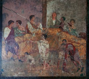 Bir akşam yemeği partisinin Roma duvar resmi by Unbekannt