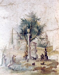 Pompeii yakınlarındaki Agrippa Postumus villasından Roma duvar resmi, c1. yüzyıl by Unbekannt