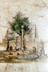 Efsanevi bir manzaranın Roma duvar resmi, Pompeii, İtalya yakınlarındaki Agrippa Postumus Villası by Unbekannt