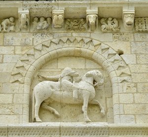 Romanesk sanat: Hugues de Surgeres ve Geoffroy de Vendome veya atın ayağı Kötülük ve Ölümün galibi Heresie ve Mesih