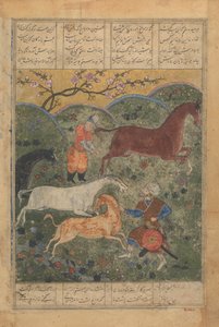 Rüstem, bir Şahname Krallar Kitabından At Rakhsh, Folyo