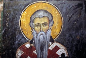 Aziz Iraklion (Heraklion) Agios Ioannis Lampadistis manastırından Bizans freski, Aziz John Lampadistis 11. yüzyıl Kıbrıs Boyalı kiliseler UNESCO sitesi Trodos, Kıbrıs by Unbekannt