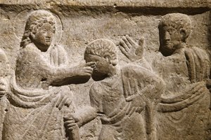 Saint Victor Manastırı, Marsilya. Lahit detayı: İsa kör bir adamı iyileştiriyor. Fransa by Unbekannt