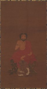 Sakyamuni Üç İblis-Benzeri Yaratık Üzerine Oturmuş, Muhtemelen Yuan