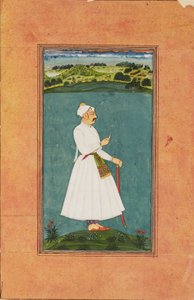 Sawai Jai Singh bir manzarada duruyor, c1730 by Unbekannt