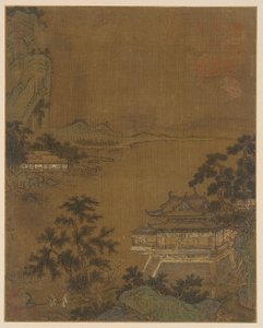Bir Nehir Kenarı Köşküne Gelen Bilgin, Ming hanedanı, 15. yüzyıl. by Unbekannt