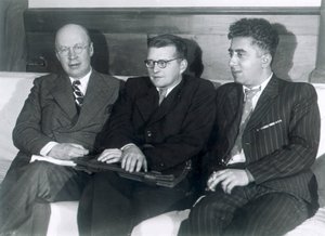 Sergei Prokofiev, Dmitri Shostakovich ve Aram Khachaturian, Rus besteciler, 1945 by Unbekannt