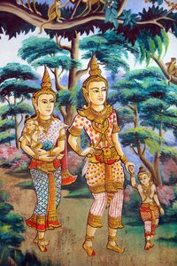 Siddhartha Gautama, eşi Yashodhara ve oğlu Rahula. Shakyamuni Buddha
