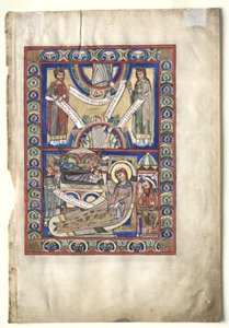 İncil Kitabından Kesilen Tek Yaprak: Doğuş recto ve St. Matta verso, c. 1190. by Unbekannt
