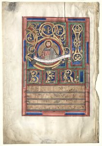 Başlangıcı L[iber Generationis] olan bir İncil Kitabından Kesilmiş Tek Yaprak: St. Matta verso, c1190 by Unbekannt