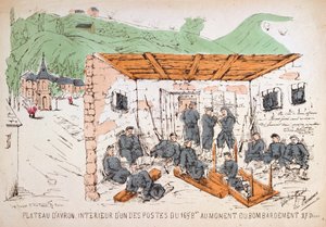 Bir bombardıman sırasında bir binanın içindeki askerler, Fransa-Prusya Savaşı, Aralık 1870 by Unbekannt
