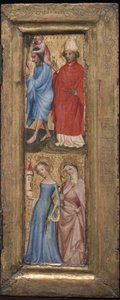 Aziz Christopher ve Aziz Erasmus, Aziz Barbara ve başka bir kadın aziz, c. 1424. by Unbekannt