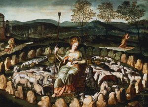 St Genevieve gardant ses moutons St Genevieve sürüsünü izliyor, 16. yüzyıl by Unbekannt
