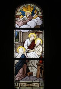 Notre Dame du Rosaire Katolik kilisesinde vitray: Saint Joseph, ölümün koruyucu azizi, Saint-Ouen, Fransa by Unbekannt