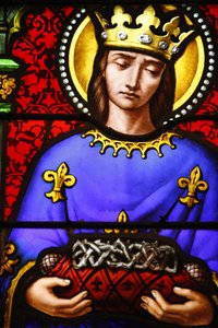 St Paul kilisesinde vitray, Lyon: St Louis dikenli tacı taşıyor, Lyon, Fransa by Unbekannt