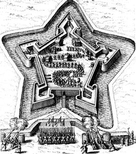 Kuşatma altına giren bir hendekle korunan Star Fort, 1617-1619 by Unbekannt