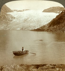 Katı buz akışı Hardanger buzulu ve eridiği göl, Norveç, c1905. by Unbekannt