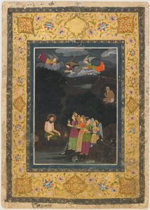Melekler tarafından ziyaret edilen Belh Sultanı İbrahim ibn Adham, 18. yüzyılın başlarında. by Unbekannt