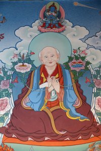Bin Buda Tapınağı Dashang Kagyu Ling cemaati Resim Keşiş dua ediyor, La Boulaye, Fransa by Unbekannt