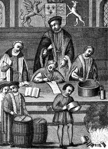 Henry VII, İngiltere, 1497-1509 döneminde ağırlıkların ve ölçülerin test edilmesi by Unbekannt