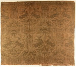 Yaslanmış Harts, Eagles, Clouds ve Sunrays ile Tekstil Parçası, İtalyanca, 1390