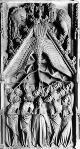 Bakire Detayının Yaşamının Altarpiece. Jaume Cascalls tarafından alçak kabartma (? -1378) 14. yüzyıl Corneilla de Conflent Meryem Ana Kilisesi (Doğu Pireneler) by Unbekannt