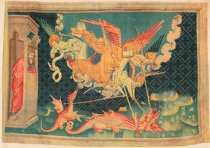 Kıyamet. St. Michael ve ajanları ejderhayı yener. by Unbekannt