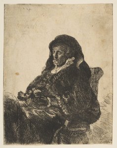 Sanatçının Annesi Bir Masada Oturmuş, Sola Bakıyor: Üç Çeyrek Boy, 1631
