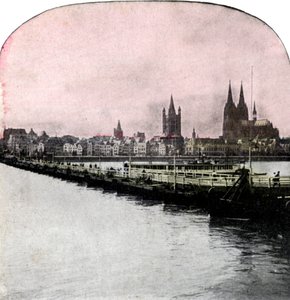 Ren Nehri Üzerindeki Tekneler Köprüsü, Köln, Almanya, 20. yüzyılın başlarında by Unbekannt
