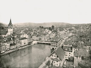 Grosse Stadt ve Kleine Stadt, Limmat Nehri tarafından bölünmüş, Zürih, İsviçre, 1895. by Unbekannt