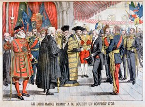 Londons Lord belediye başkanı, Bay Loubet'e altın bir kutu verir, 1903 by Unbekannt