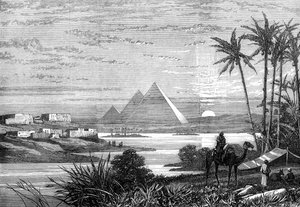 Boulak yolundan Nil ve Piramitler, 1874 by Unbekannt