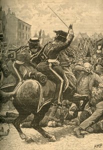 Peterloo Katliamı: İnsanlara hücum eden hafif süvari süvarileri, Manchester, 1819 c1890. by Unbekannt