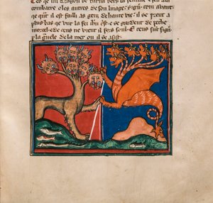 Deniz Canavarı ve Dünya Canavarı. Minyatür: Apocalypse de saint Jean, yaklaşık 1320. by Unbekannt
