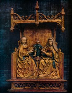 Bakire ve Aziz Anne Bebek Kurtarıcıya Yürümeyi Öğretiyor, c1470 by Unbekannt