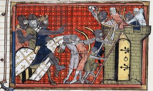 Godfrey of Bouillon tarafından bir kasabanın ele geçirilmesi. by Unbekannt