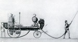 İlk buharlı itfaiye aracı, c1830 by Unbekannt